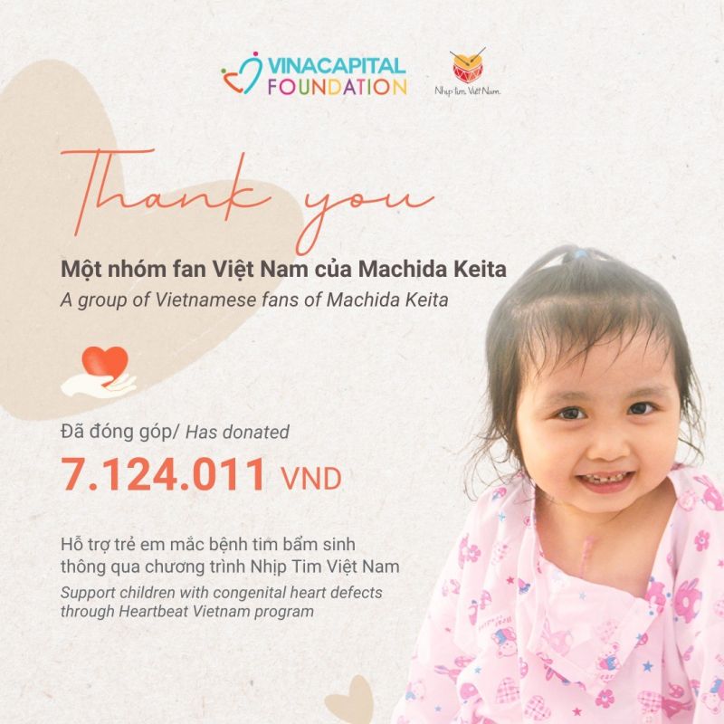 ハートビート・ベトナムが報告した町田啓太さんのベトナム人ファングループによる募金　ⓒ Thoi Dai